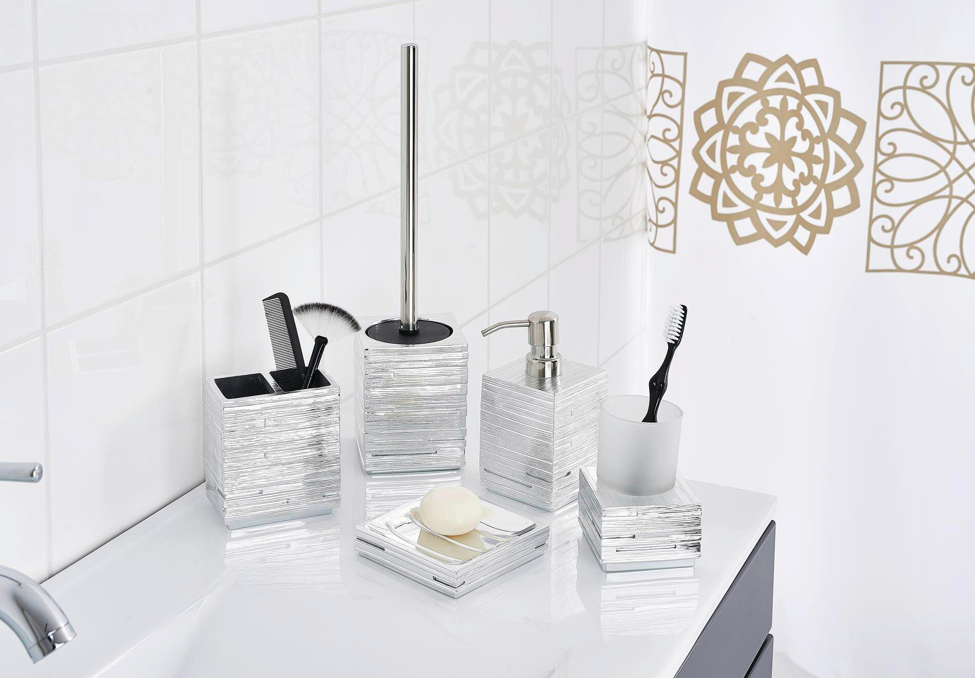 KELÍMEK NA ZUBNÍ KARTÁČEK barvy chromu - barvy chromu, Basics, plast/sklo (8/11,5/8cm) - Sadena