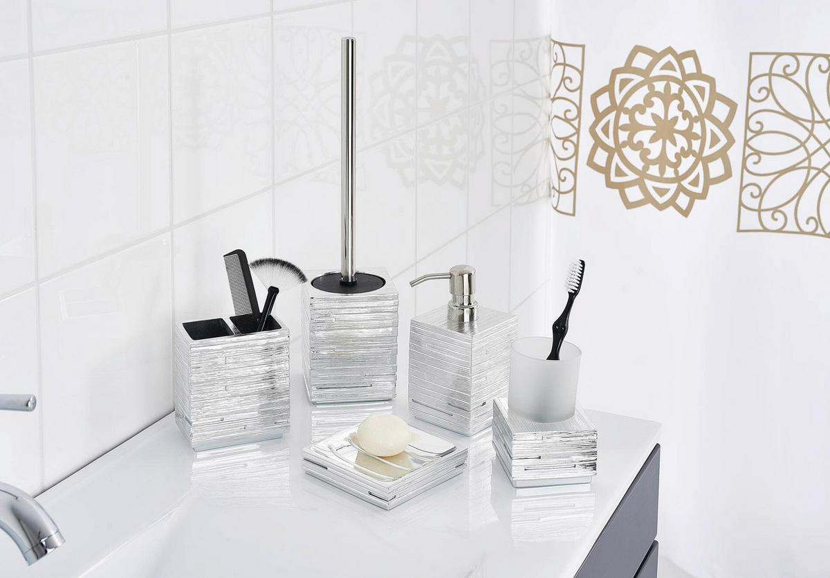 KELÍMEK NA ZUBNÍ KARTÁČEK barvy chromu - barvy chromu, Basics, plast/sklo (8/11,5/8cm) - Sadena