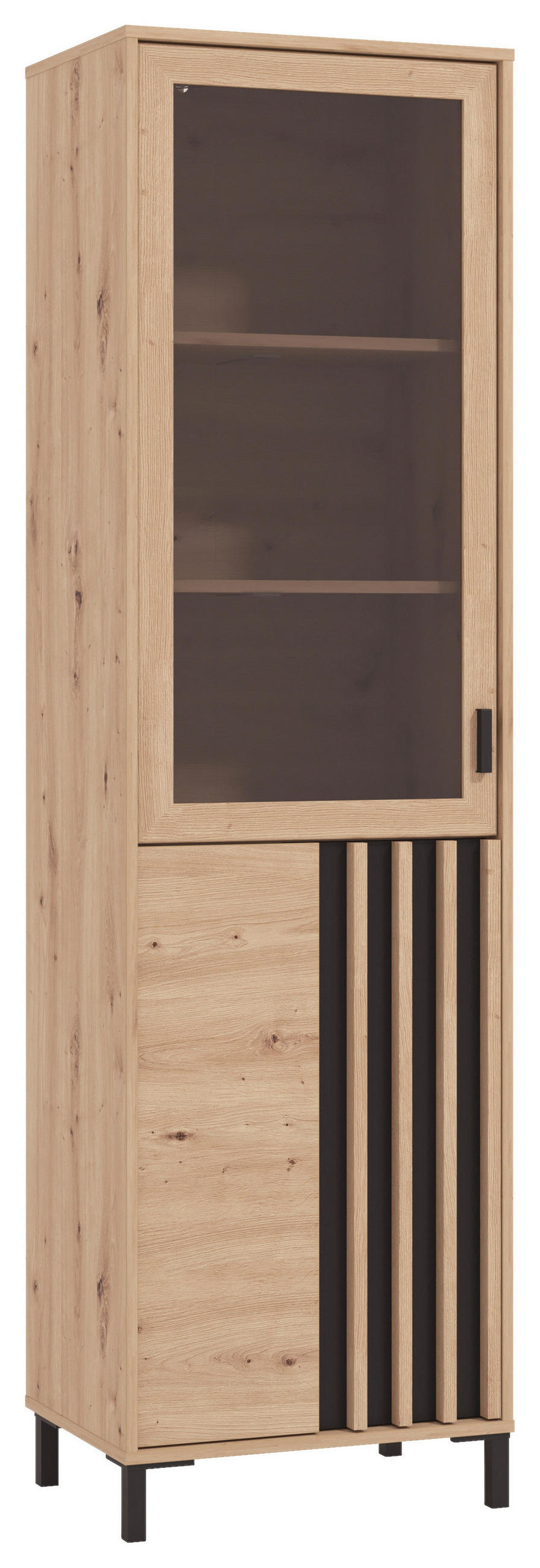 VITRÍNA, čierna, dub artisan, 54,6/192,6/40 cm - čierna/dub artisan, Basics, kompozitné drevo/plast (54,6/192,6/40cm) - Hom`in