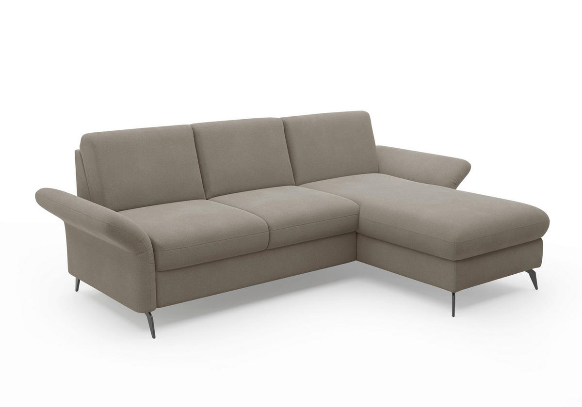 ECKSOFA ROCHELLE E Schlammfarben Flachgewebe  - Schlammfarben/Schwarz, KONVENTIONELL, Textil/Metall (251/164cm) - Sit & More
