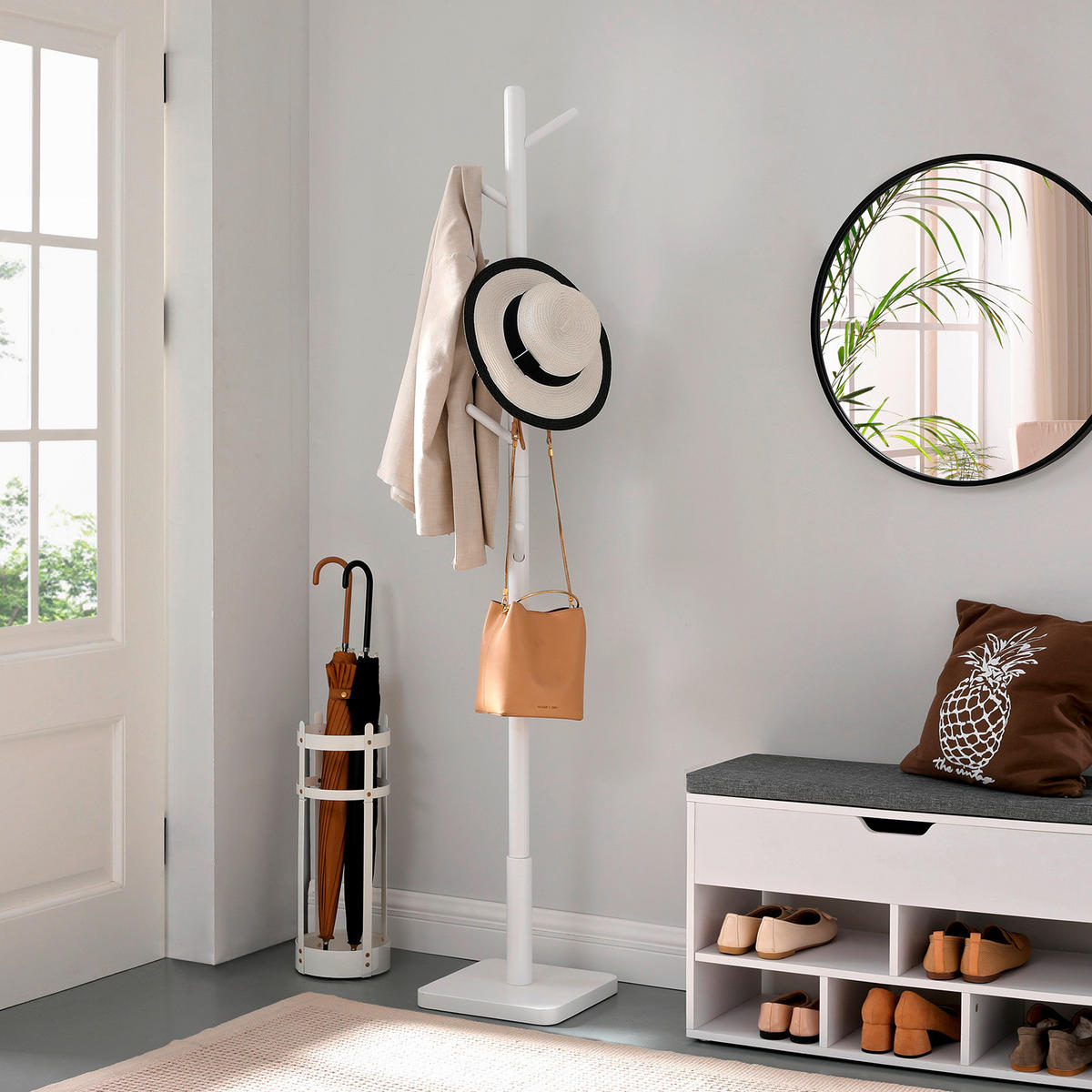 GARDEROBENSTÄNDER in Weiß 30/175/30 cm   - Weiß, Trend, Holzwerkstoff (30/175/30cm) - Boxxx