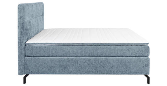 BOXSPRINGBETT 160/200 cm,  in Hellblau, Topper, H3 + H4 = fest + sehr fest  - Schwarz/Hellblau, Design, Textil/Metall (160/200cm) - Esposa