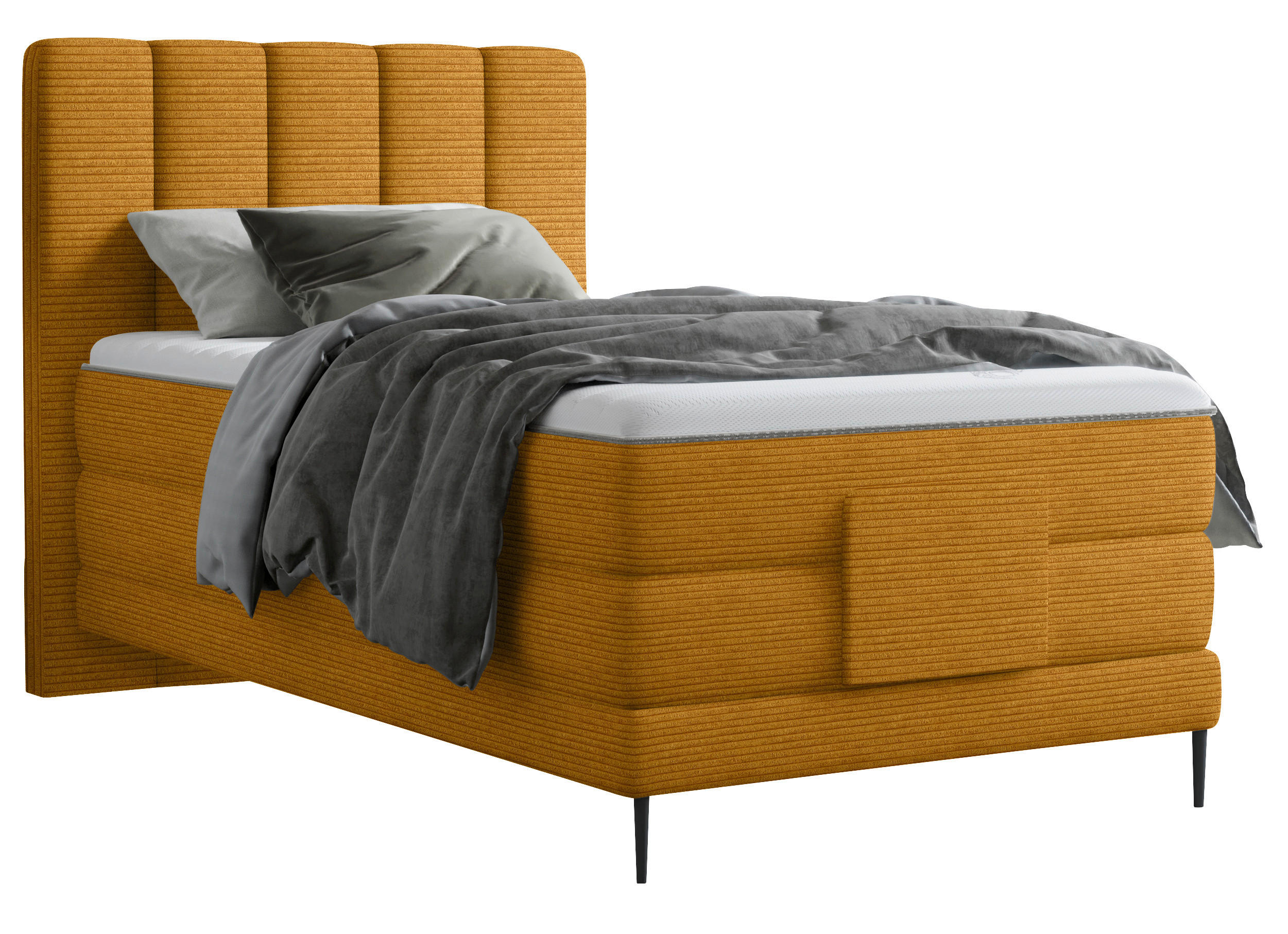 BOXSPRINGBETT 100/200 cm  in Currygelb  - Currygelb/Schwarz, Natur, Textil/Metall (100/200cm) - Esposa