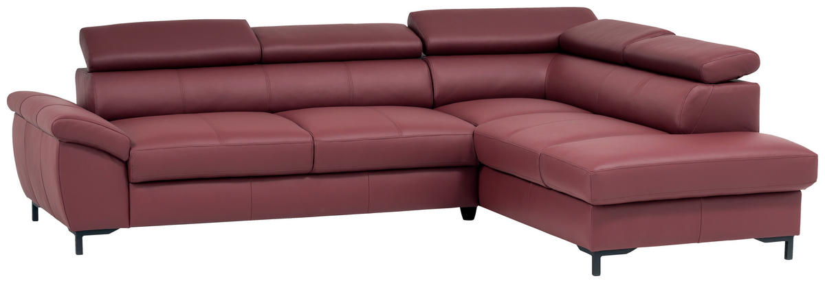 ROHOVÁ SEDACIA SÚPRAVA, koža, bordová - čierna/bordová, Design, kov/koža (268/213cm) - Celina Home