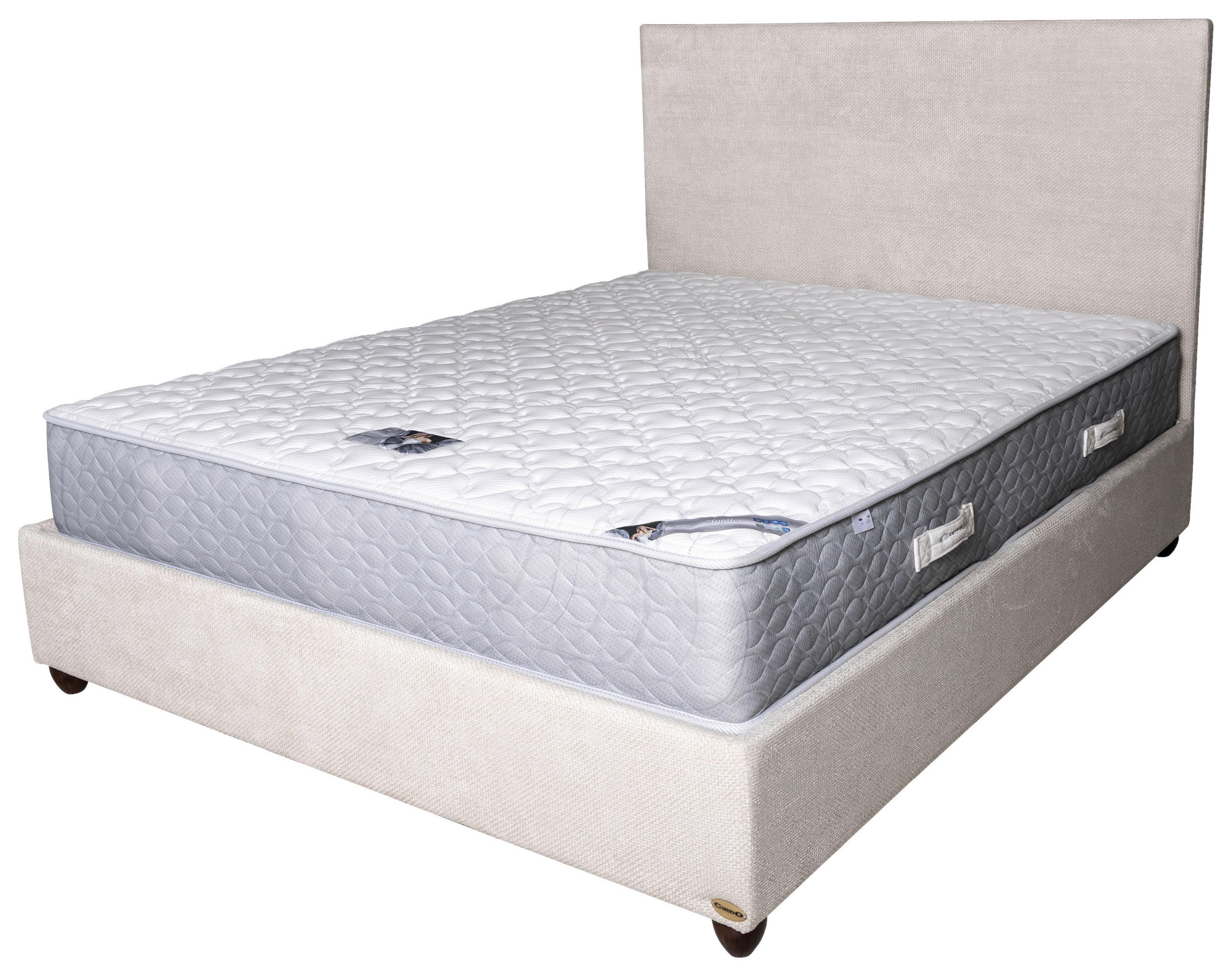 KÁRPITOZOTT ÁGY 160/200 cm  krémszínű  - krémszínű/diószínű, Basics, textil (160/200cm) - Cardo