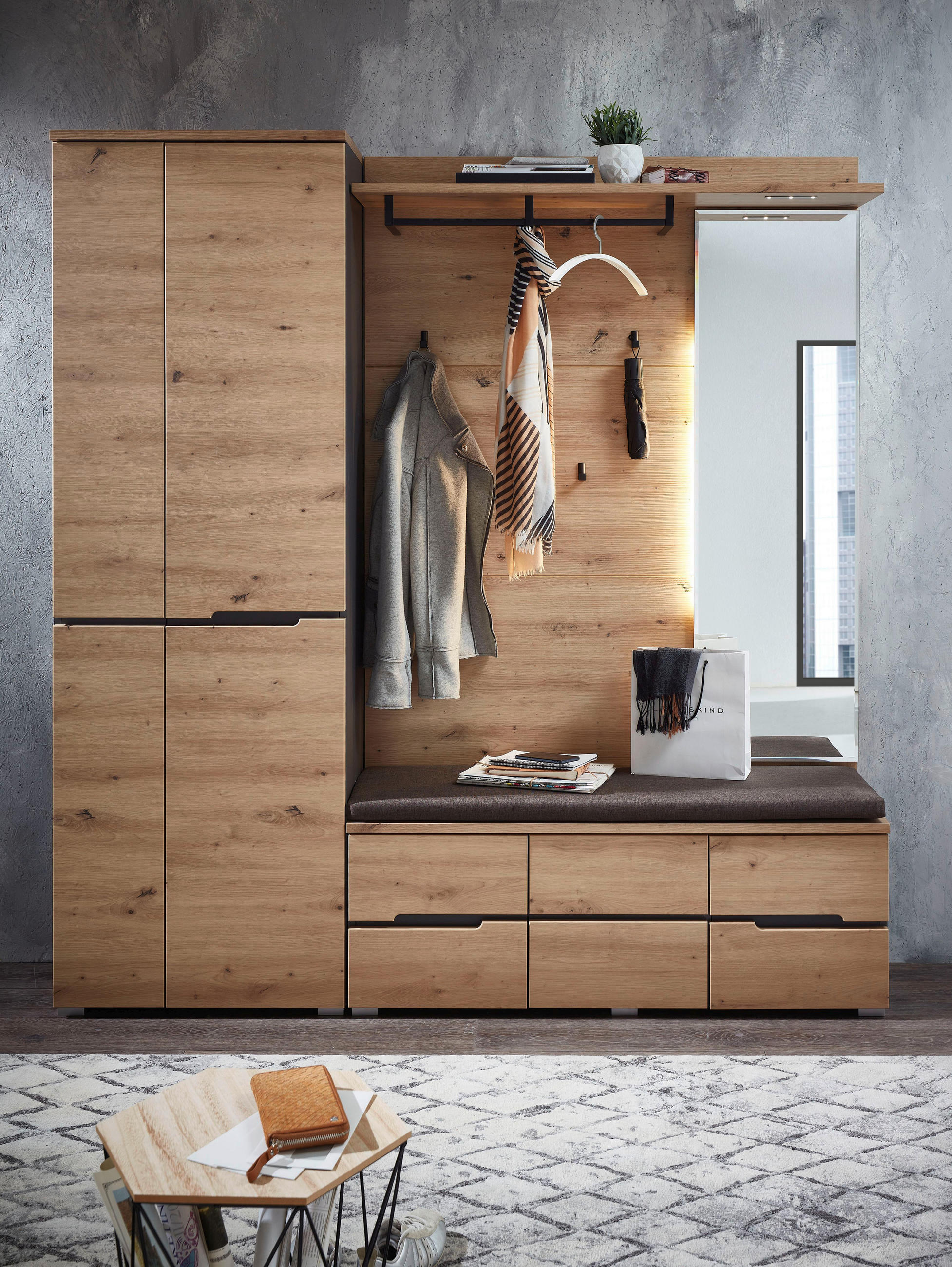 GARDEROBENSCHRANK 65/198/38 cm  - Graphitfarben/Eiche Artisan, Design, Holzwerkstoff (65/198/38cm) - Voleo