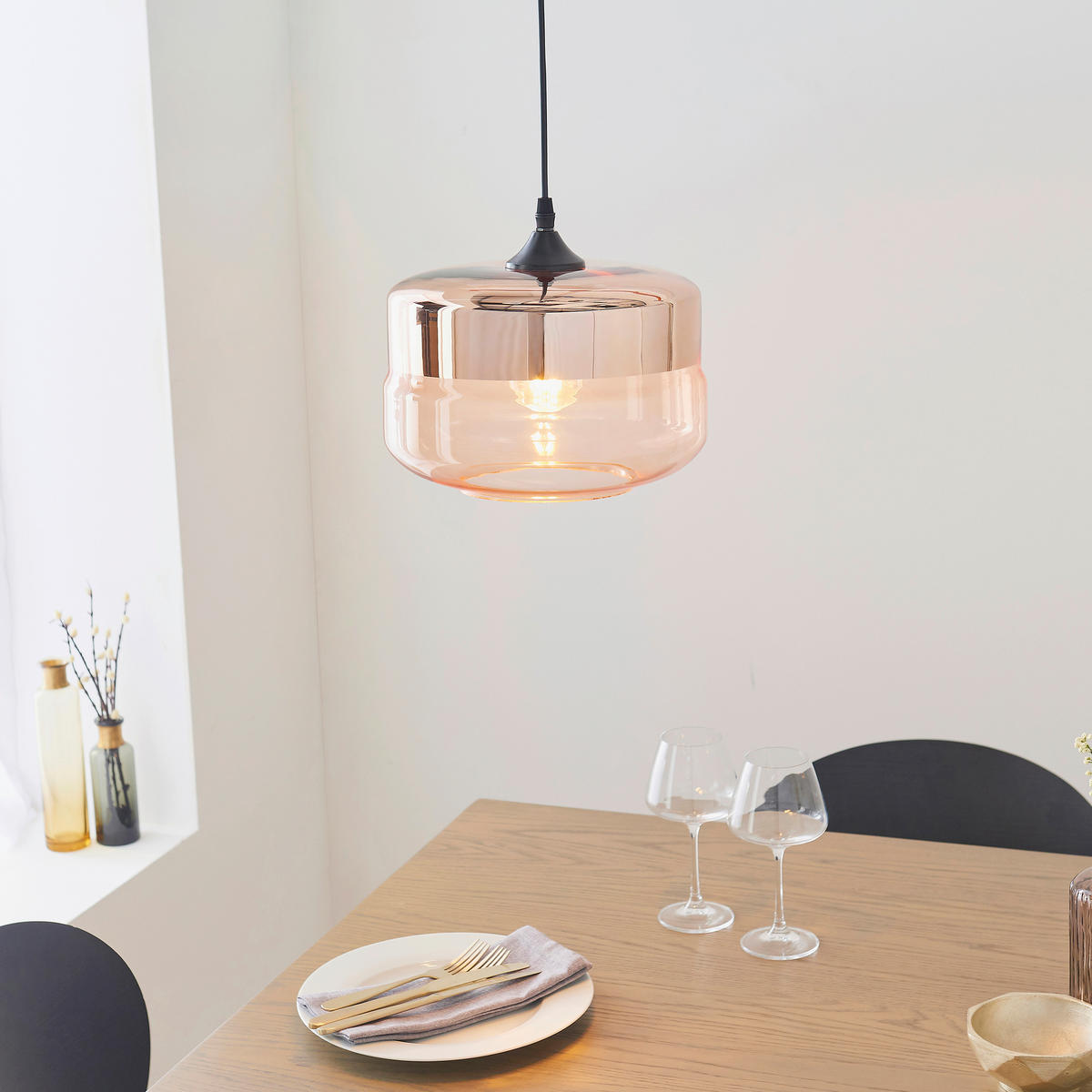 HÄNGELEUCHTE 24,6/128,4 cm  - Cognac/Kupferfarben, Design, Glas (24,6/128,4cm) - ENDON