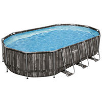 POOL SET POWER STEEL 5611RGS 610/366/122 cm  - Grau, KONVENTIONELL, Kunststoff/Metall (610/366/122cm) - Bestway