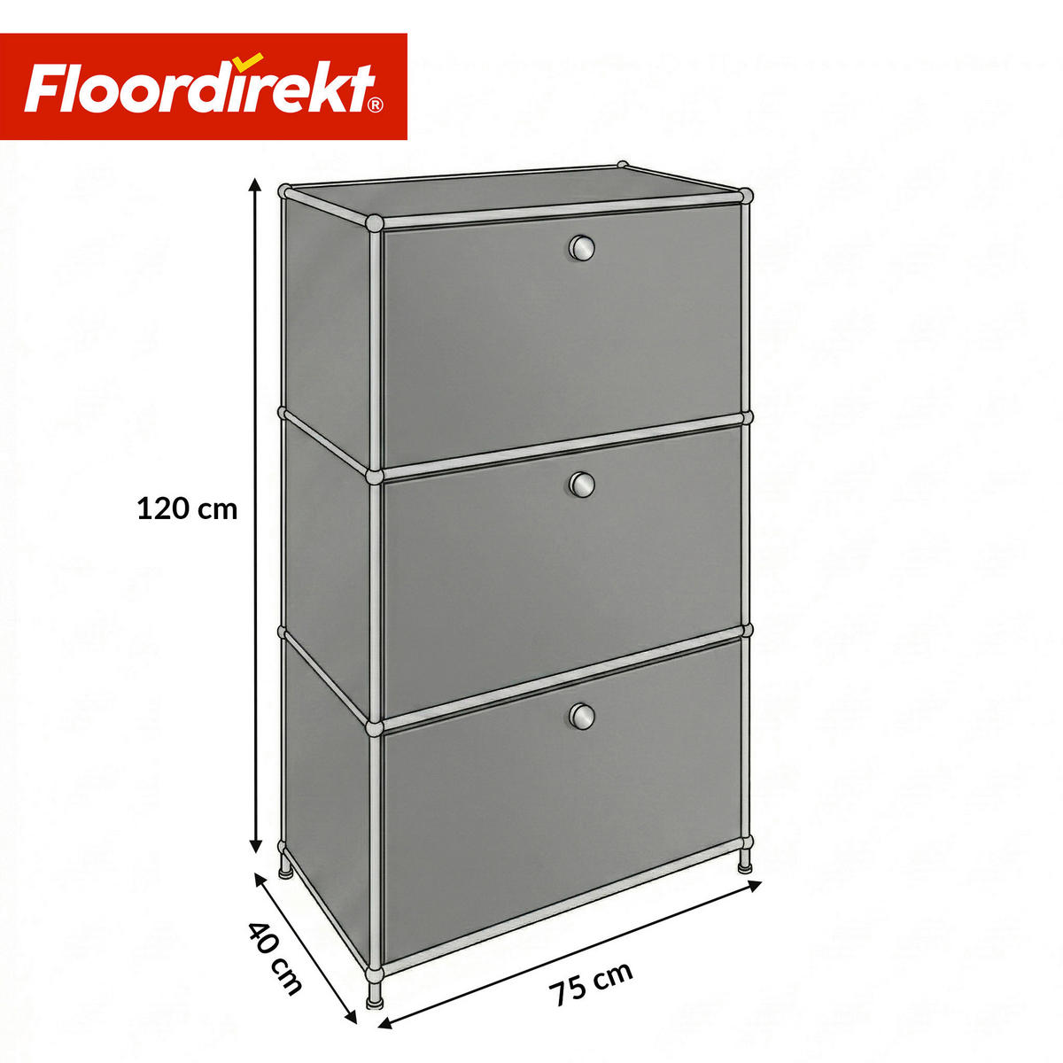 STANDREGAL Grau  - Grau, Basics, Metall (75/120/40cm) - Floordirekt