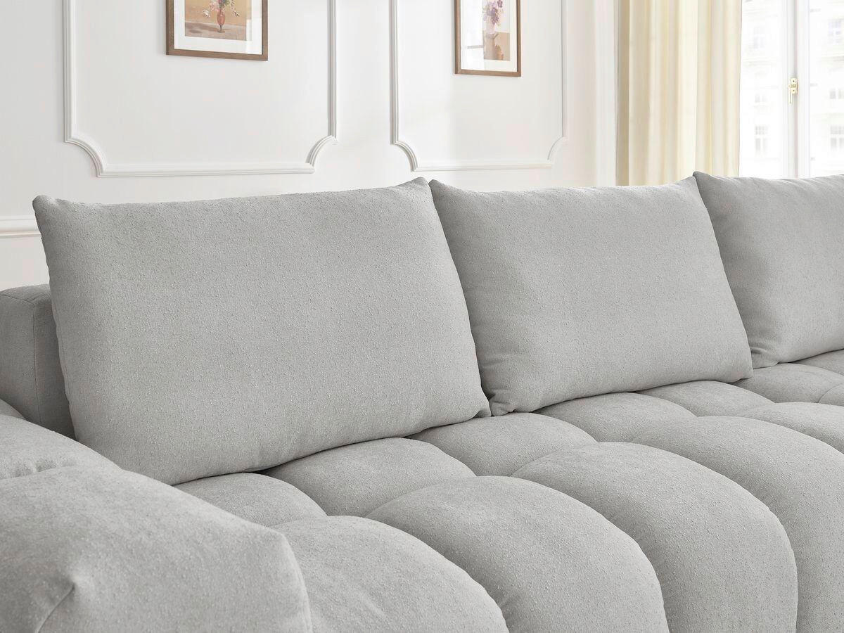 ECKSOFA Ottomane rechts  EVEREST Hellgrau Struktur  - Hellgrau/Schwarz, MODERN, Kunststoff/Textil (352/210cm) - Livetastic