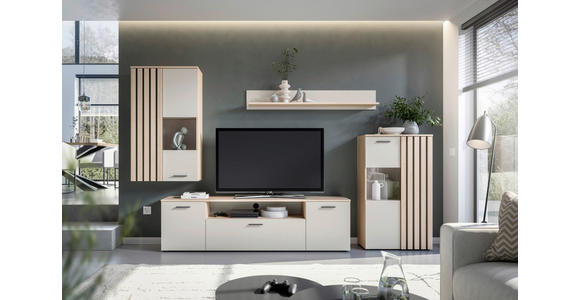 WOHNWAND  in Eichefarben, Kaschmir  290/190/40 cm  - Kaschmir/Eichefarben, MODERN, Glas/Holzwerkstoff (290/190/40cm) - Hom`in