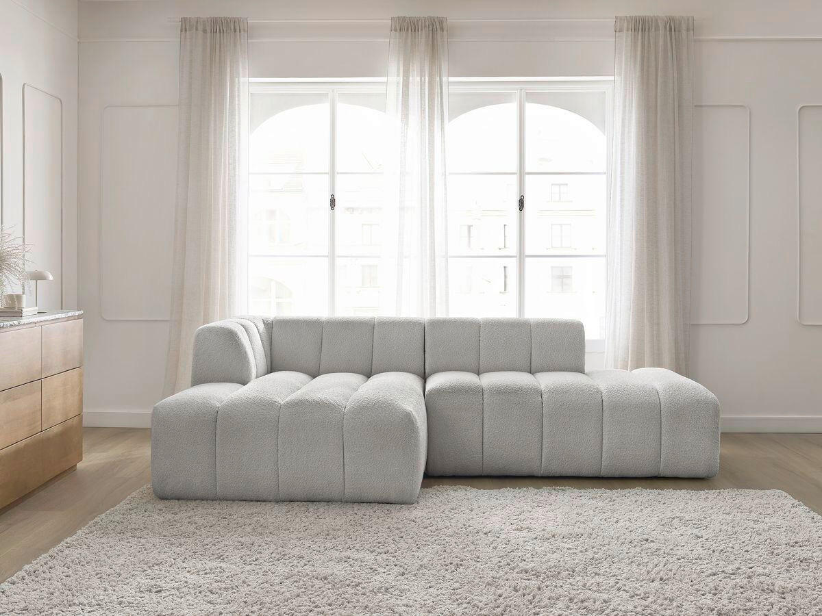 ECKSOFA  ANNECY Hellgrau Bouclé  - Hellgrau/Schwarz, MODERN, Kunststoff/Textil (170/262cm)