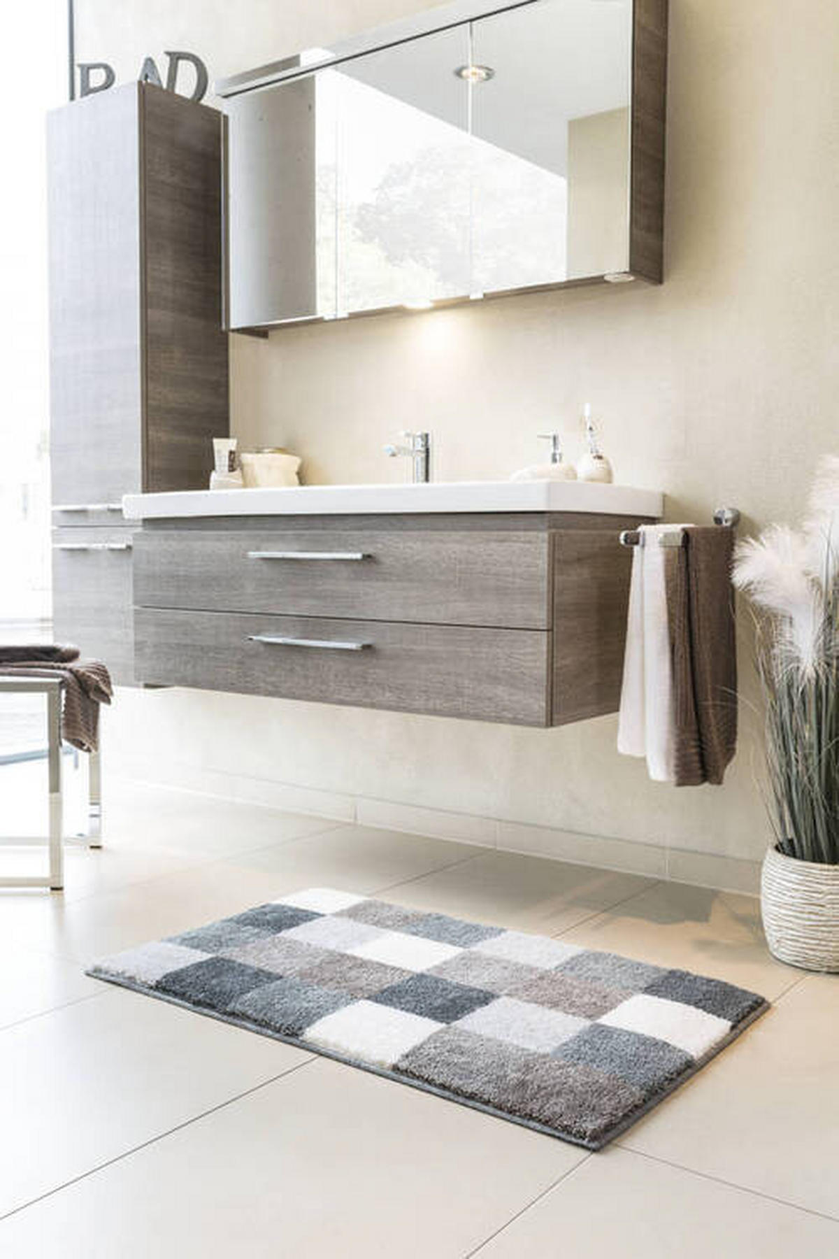 KOBEREC DO KOUPELNY, 60/100 cm - bílá/béžová, Basics, textil/plast (60/100cm) - Grund