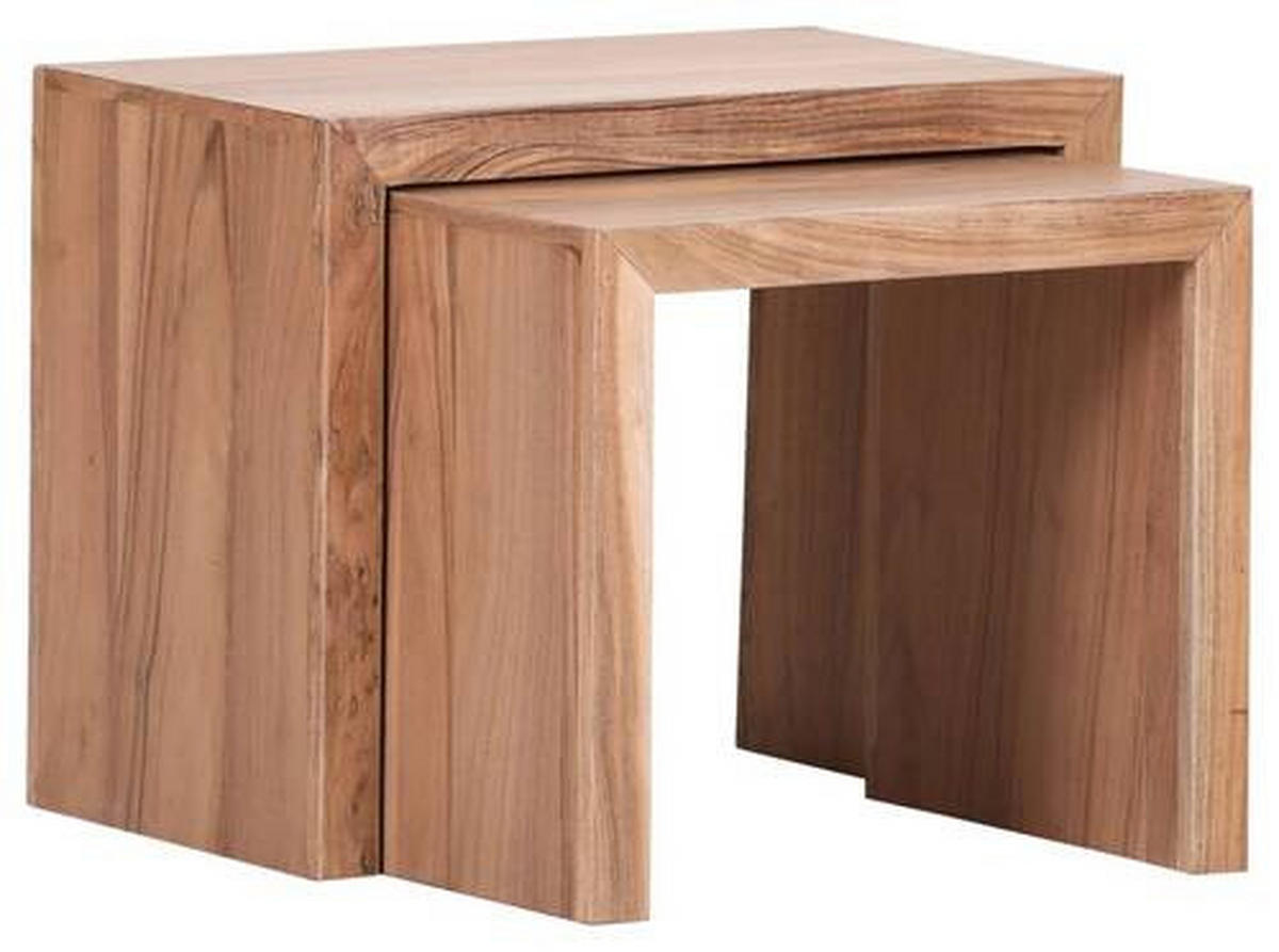 BEISTELLTISCHSET Akazie massiv rechteckig Akaziefarben  - Akaziefarben, LIFESTYLE, Holz (45-55/35/40-45cm) - Landscape