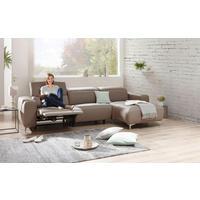 ECKSOFA Taupe Echtleder  - Taupe/Chromfarben, Design, Leder/Metall (292/177cm) - Pure Home Lifestyle