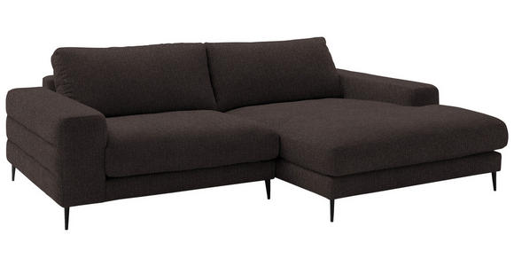 ECKSOFA  in Flachgewebe Braun  253/177 cm  - Schwarz/Braun, Design, Textil/Metall (253/177cm) - Dieter Knoll