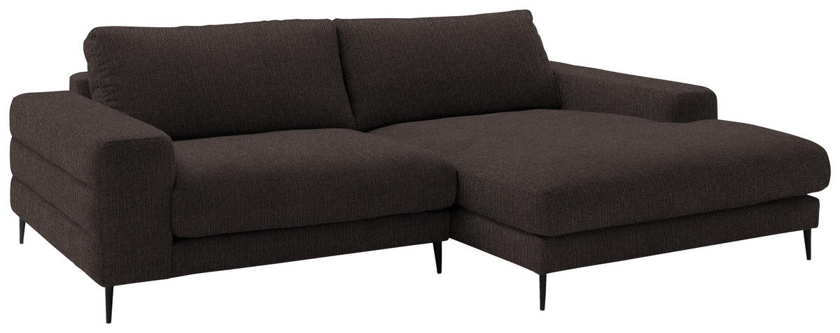 ECKSOFA in Flachgewebe Braun  253/177 cm  - Schwarz/Braun, Design, Textil/Metall (253/177cm) - Dieter Knoll