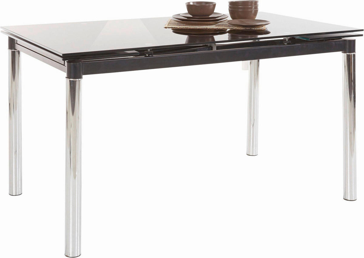 ESSTISCH in Metall, Glas  - Silberfarben/Schwarz, Design, Glas/Metall (140/75/80cm) - MID.YOU