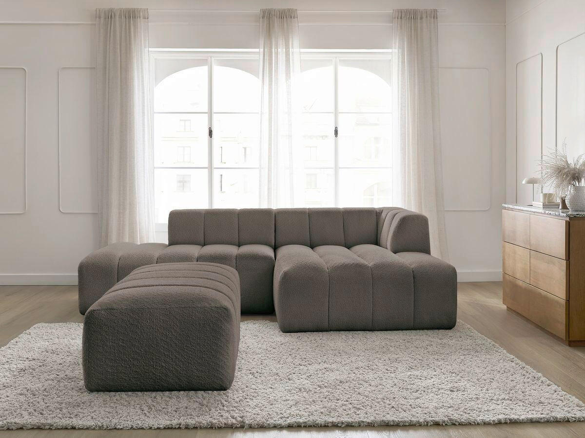 ECKSOFA  ANNECY Taupe Bouclé  - Taupe/Schwarz, MODERN, Kunststoff/Textil (262/170cm)