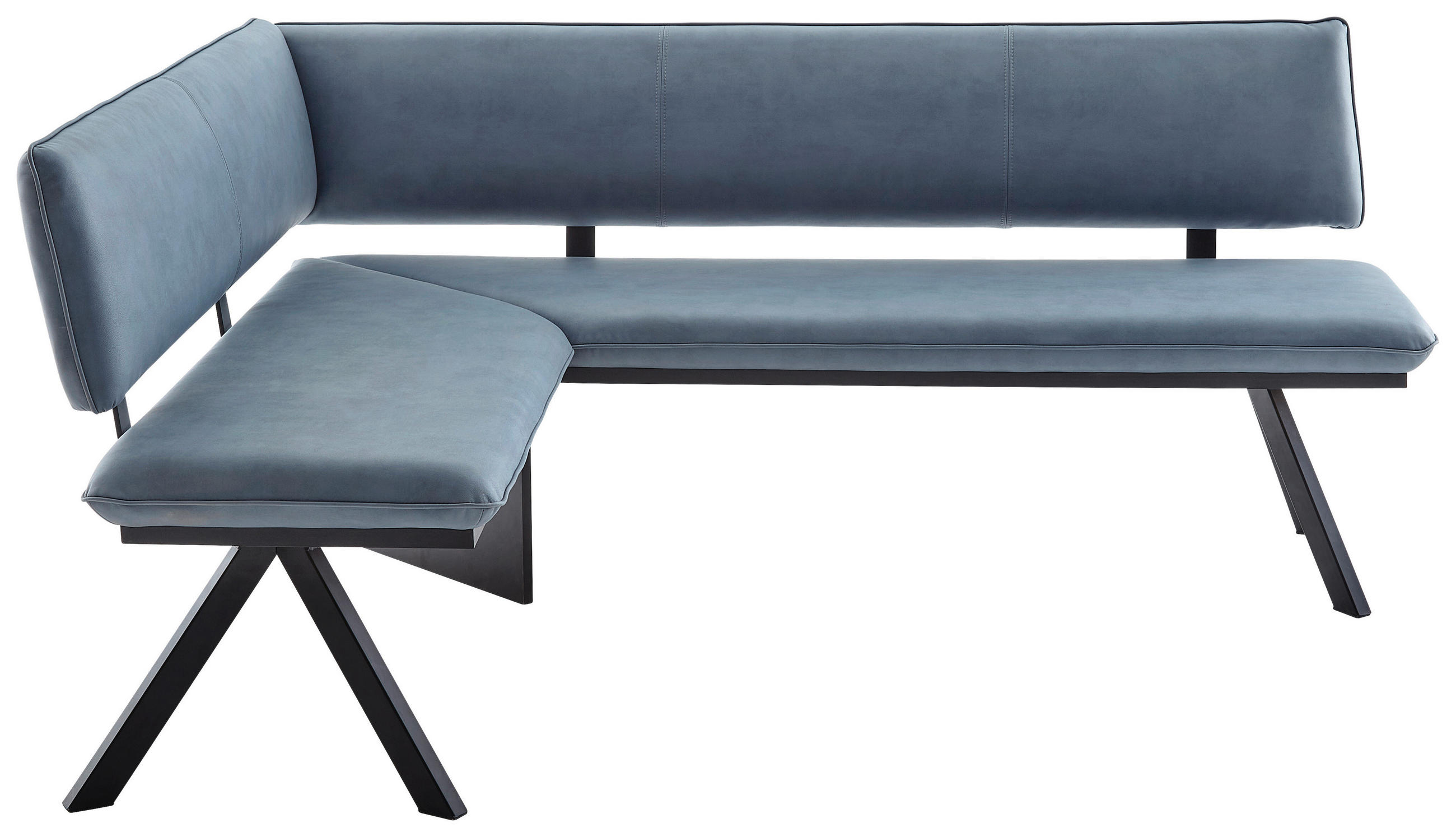 ECKBANK 140/180 cm beschichtet Schwarz, Hellblau   - Schwarz/Hellblau, MODERN, Textil/Metall (140/180cm) - Cantus