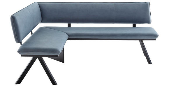ECKBANK 165/205 cm in Schwarz, Hellblau - Schwarz/Hellblau, MODERN, Textil/Metall (165/205cm) - Cantus