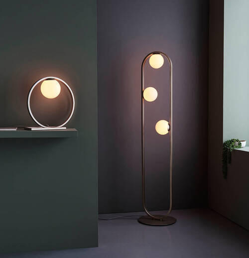 TISCHLEUCHTE 32.3/10 cm   - Silberfarben/Opal, Design, Glas/Metall (32.3/10cm) - ENDON