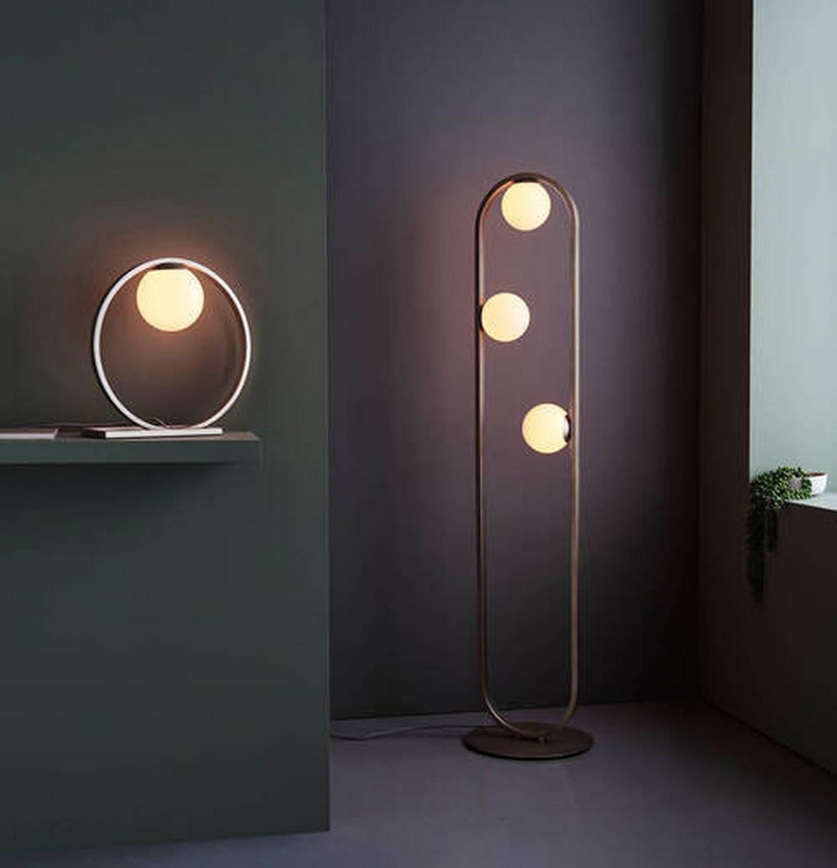 TISCHLEUCHTE 32.3/10 cm   - Silberfarben/Opal, Design, Glas/Metall (32.3/10cm) - ENDON