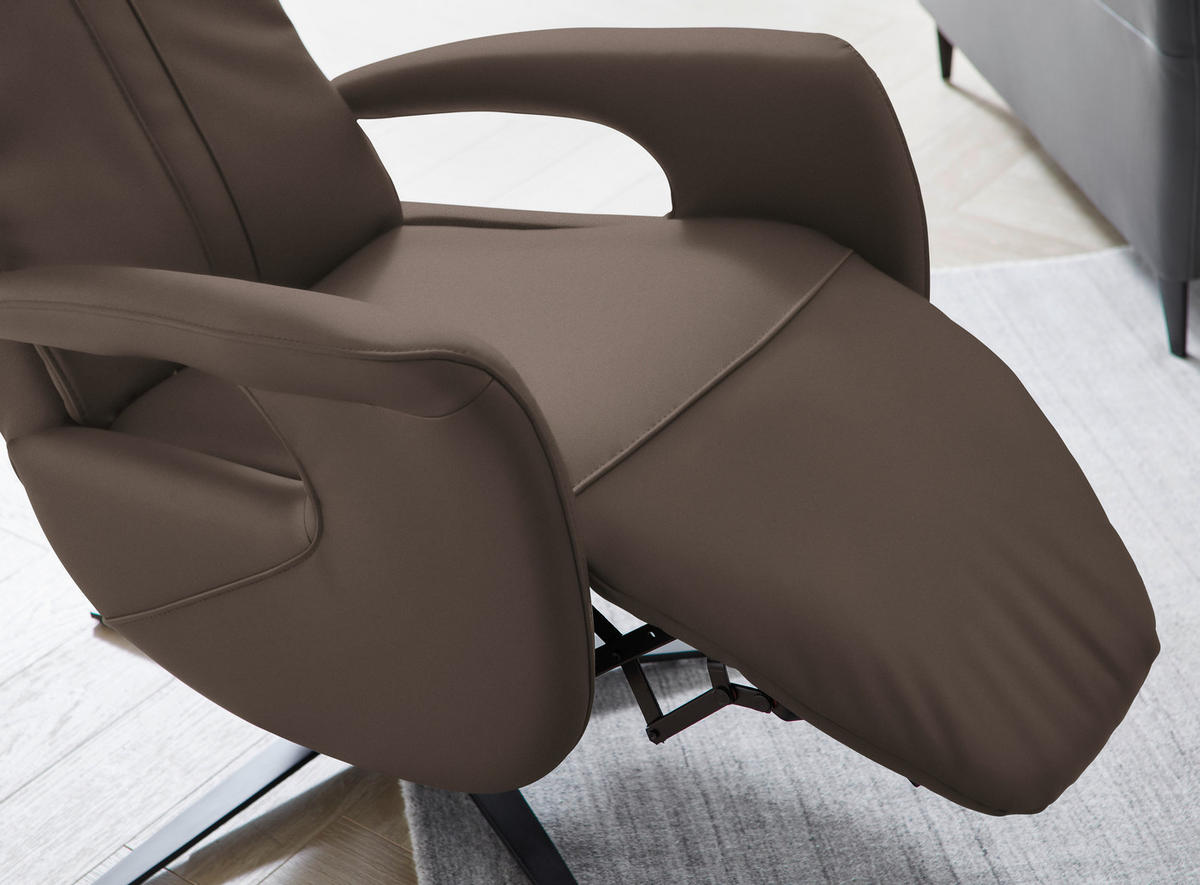 RELAXSESSEL in Leder Dunkelbraun  - Dunkelbraun/Schwarz, Design, Leder/Metall (71/112/83cm) - Dieter Knoll