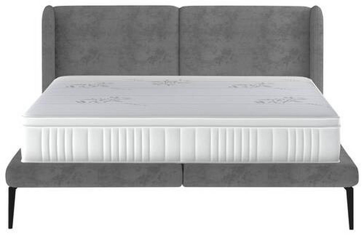POLSTERBETT gepolstertes Kopfteil 180/200 cm  in Grau  - Schwarz/Grau, MODERN, Textil/Metall (180/200cm) - Livetastic