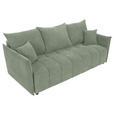 SCHLAFSOFA Plüsch Salbeigrün  inkl. Zierkissen, Rückenkissen, Bettkasten, Schlaffunktion, Rücken echt, Liegefläche im Originalstoff  - Salbeigrün/Schwarz, KONVENTIONELL, Kunststoff/Textil (200/73/105cm) - Carryhome