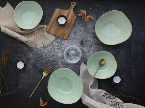 VID SKÅL 4 delar   - salviagrön, Trend, keramik - Creatable