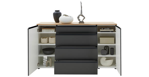 SIDEBOARD 180/102/41 cm  - Eichefarben/Schwarz, Design, Holz/Holzwerkstoff (180/102/41cm) - Dieter Knoll