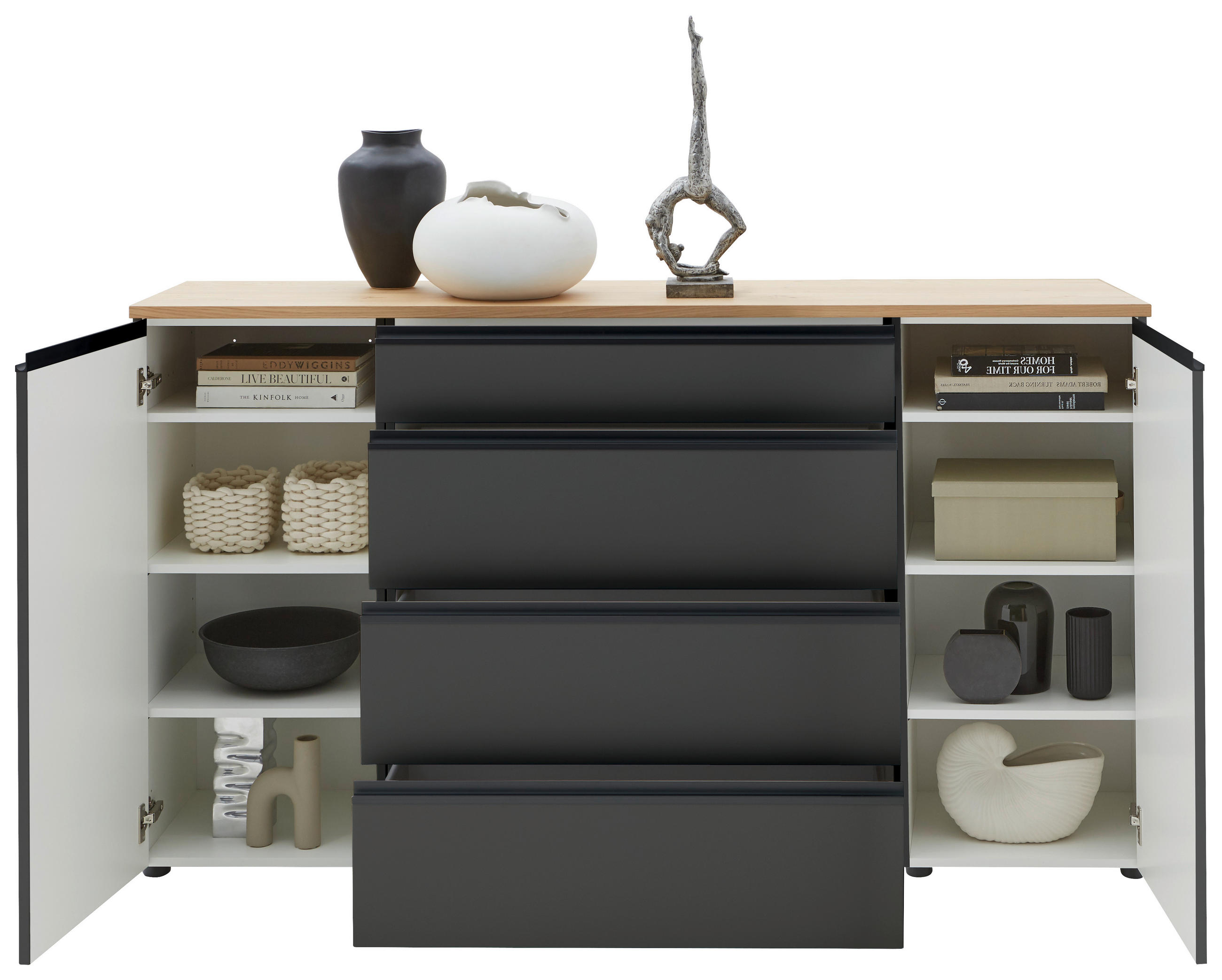 SIDEBOARD in 180/102/41 cm - Eichefarben/Schwarz, Design, Holz/Holzwerkstoff (180/102/41cm) - Dieter Knoll