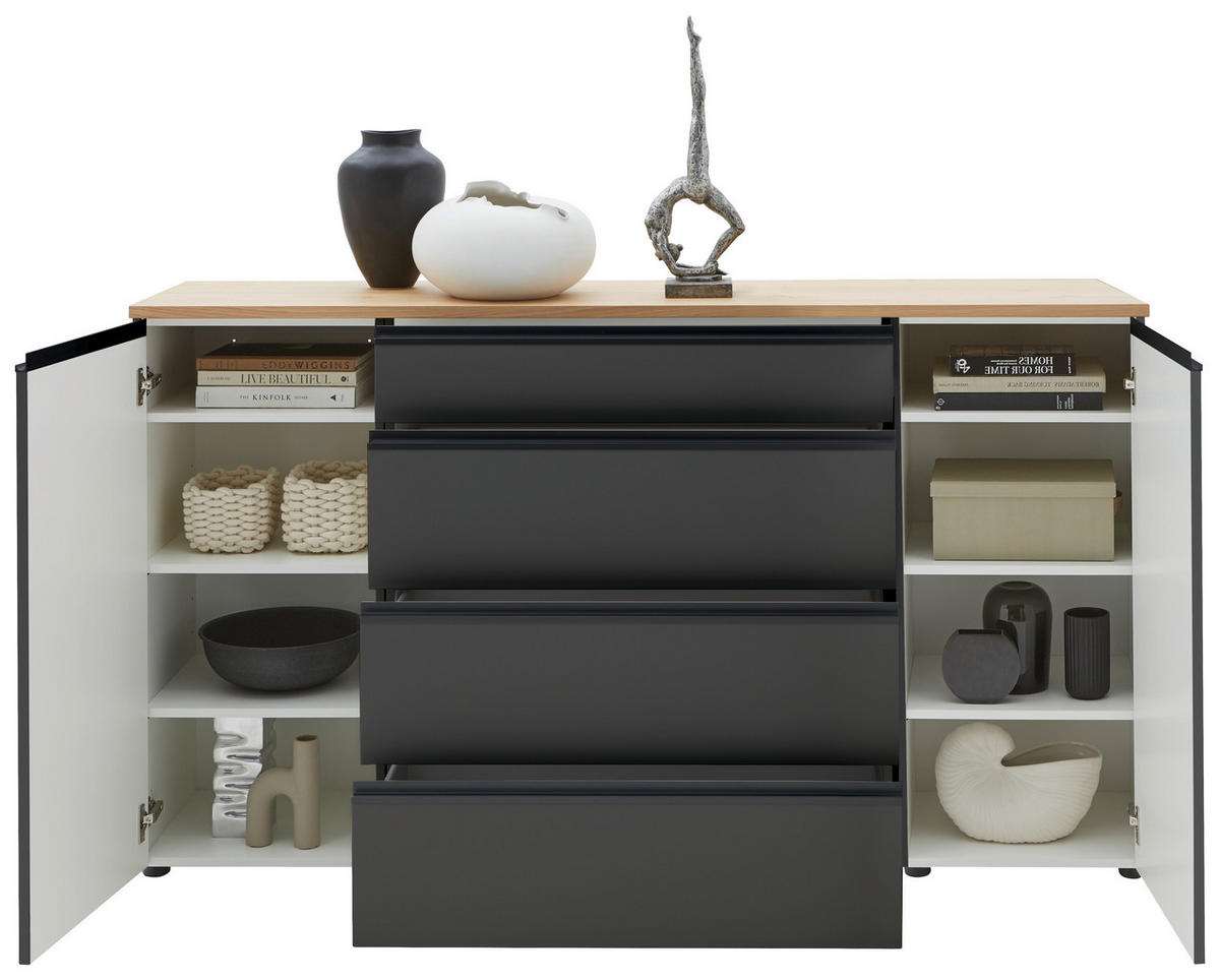 SIDEBOARD  in 180/102/41 cm  - Eichefarben/Schwarz, Design, Holz/Holzwerkstoff (180/102/41cm) - Dieter Knoll