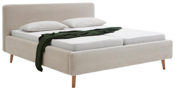 POLSTERBETT 180/200 cm,  in Beige, gepolstertes Kopfteil,  - Eichefarben/Beige, Design, Holz/Textil (180/200cm) - Xora