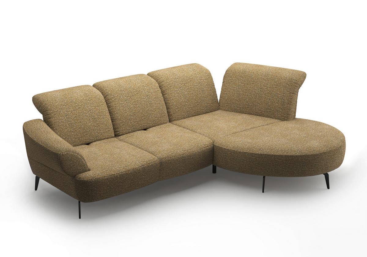 ECKSOFA DANCE E Olivgrün Chenille  - Schwarz/Olivgrün, MODERN, Textil/Metall (313/208cm) - Sit & More