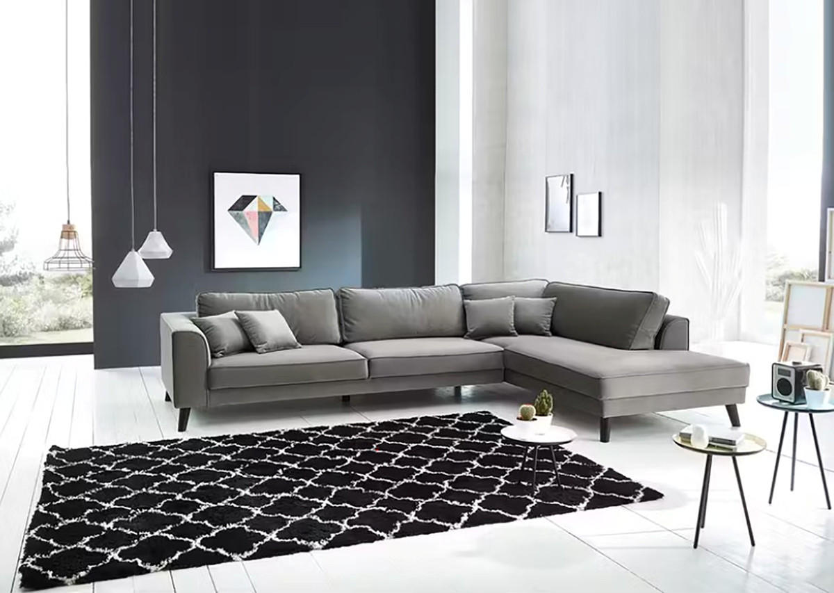 ECKSOFA in Samt, Velours Grau   - Wengefarben/Grau, MODERN, Holz/Textil (291/85/201cm) - Trendmanufaktur