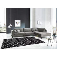 ECKSOFA in Samt, Velours Grau   - Wengefarben/Grau, MODERN, Holz/Textil (291/85/201cm) - Trendmanufaktur
