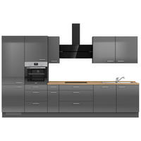 KÜCHENBLOCK 360 cm   in Eichefarben, Schieferfarben  - Schieferfarben/Edelstahlfarben, MODERN, Holzwerkstoff/Metall (360cm) - Nobilia