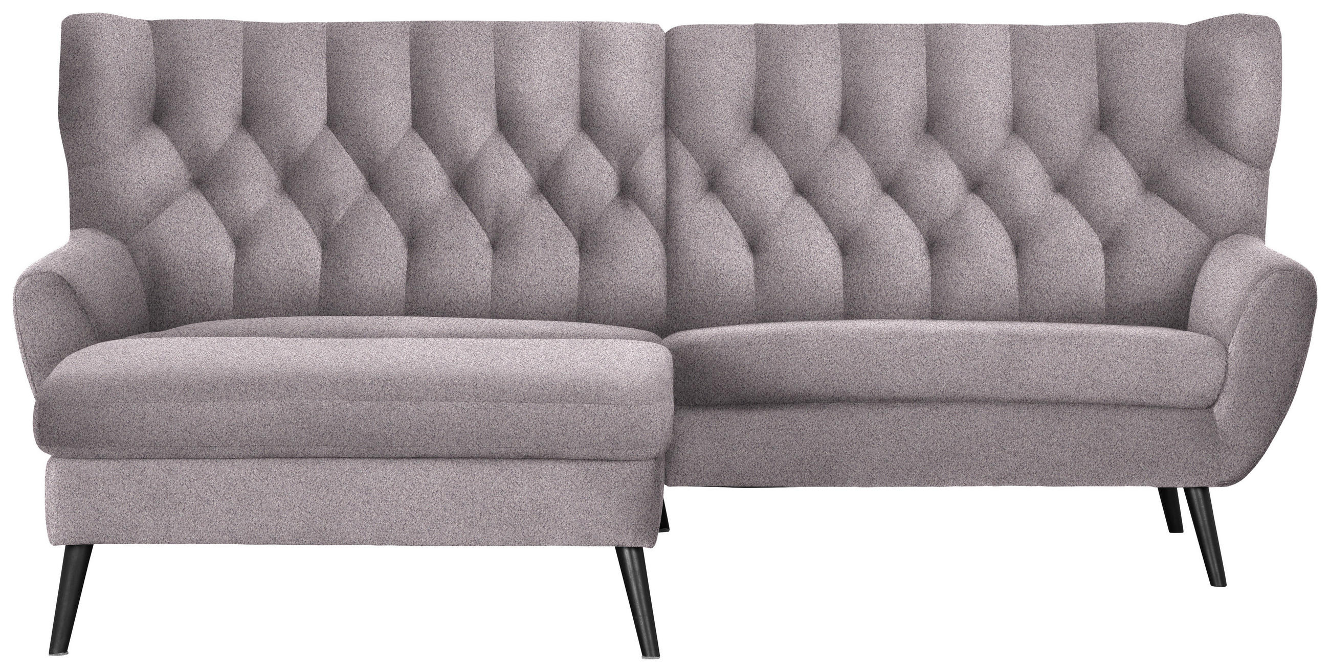 ECKSOFA  in Webstoff Grau, Lila Rücken echt  165/237 cm  - Lila/Schwarz, Design, Holz/Textil (165/237cm) - Stylife