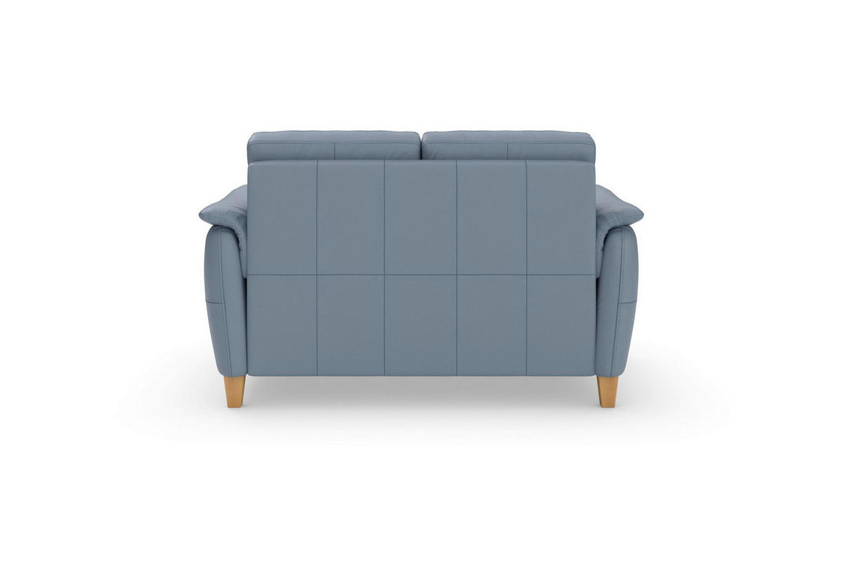 DVOJMIESTNA POHOVKA, sivomodrá, pravá koža - sivomodrá/farba duba, Basics, koža/drevo (149/89/89cm) - Sit & More