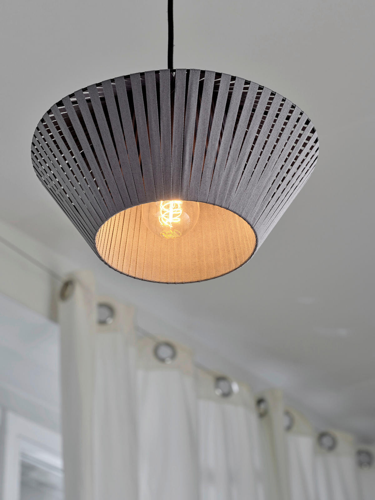 HÄNGELEUCHTE 30,5/120 cm  - Dunkelgrau, Basics, Textil/Metall (30,5/120cm) - Osram