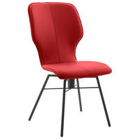 STUHL Echtleder Rot  - Dunkelgrau/Rot, Design, Leder/Metall (49/95/63cm) - Musterring