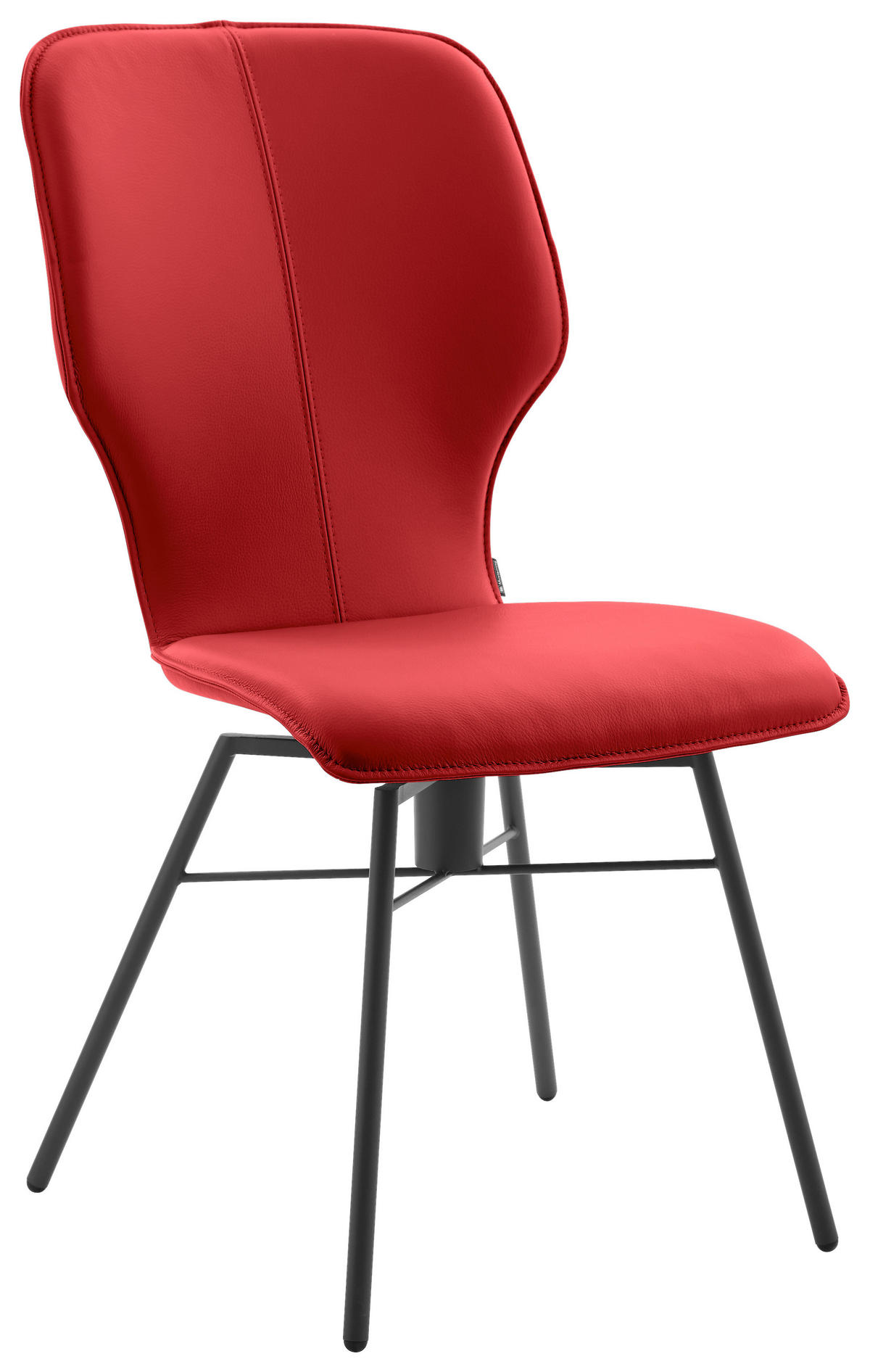 STUHL Echtleder Rot  - Dunkelgrau/Rot, Design, Leder/Metall (49/95/63cm) - Musterring