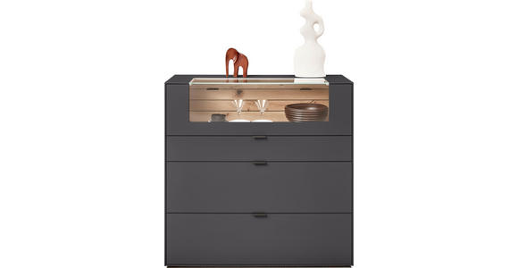 HIGHBOARD 121,9/121,5/45,2 cm  - Schwarz/Graphitfarben, Design, Glas/Holzwerkstoff (121,9/121,5/45,2cm) - Dieter Knoll