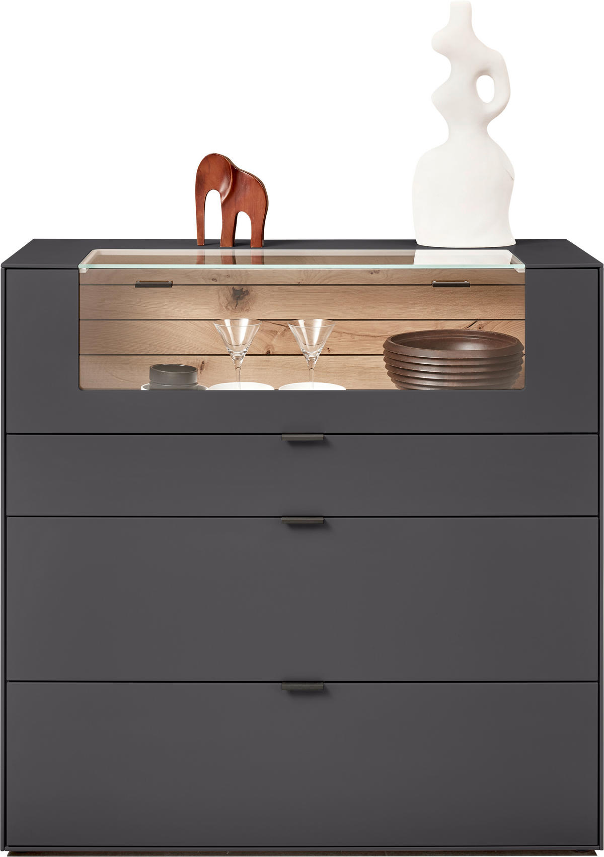 HIGHBOARD Graphitfarben  121,9/121,5/45,2 cm  - Schwarz/Graphitfarben, Design, Glas/Holzwerkstoff (121,9/121,5/45,2cm) - Dieter Knoll