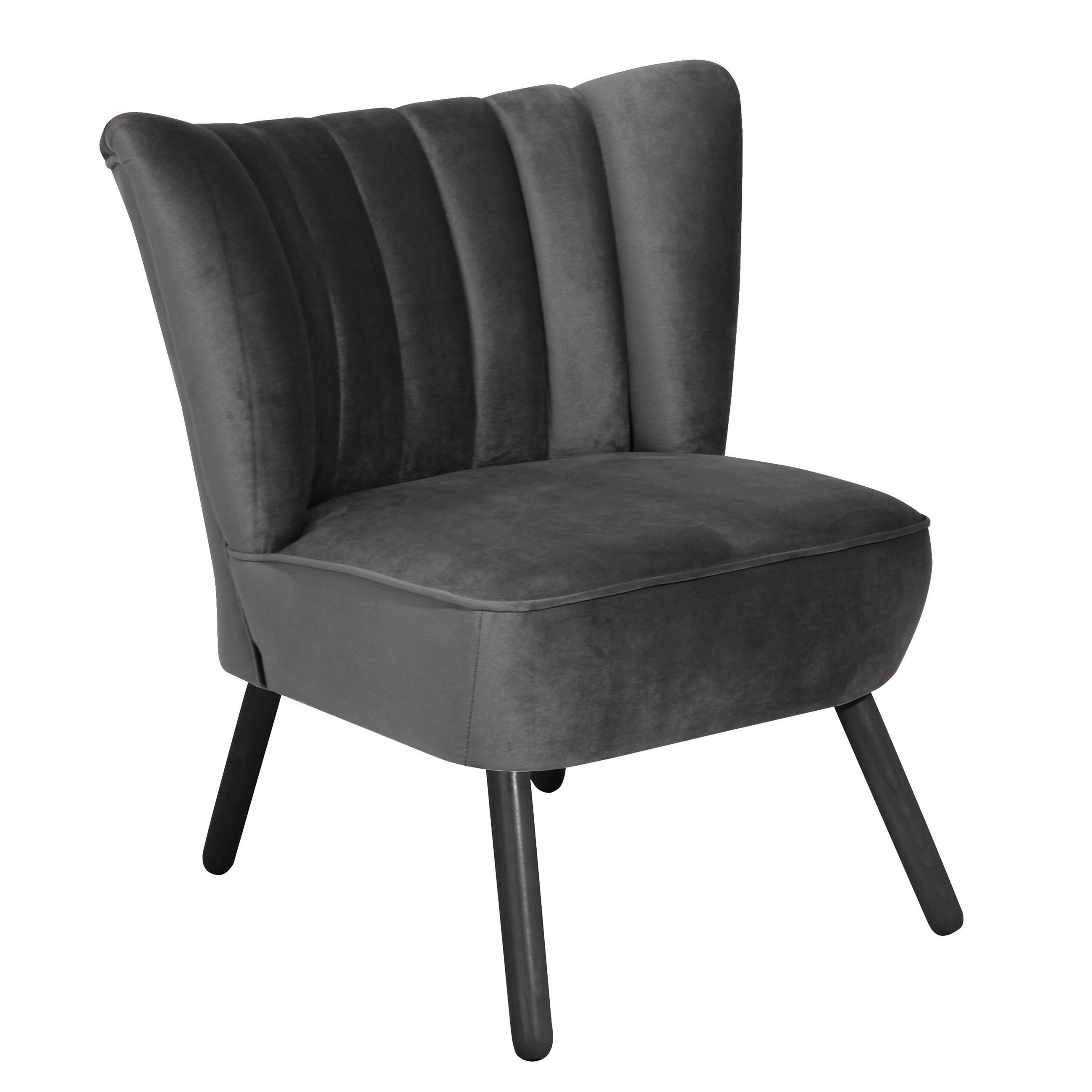 SESSEL Samt, Velours Anthrazit, Schwarz    - Anthrazit/Schwarz, Design, Holz/Textil (70/80/66cm) - Max Winzer