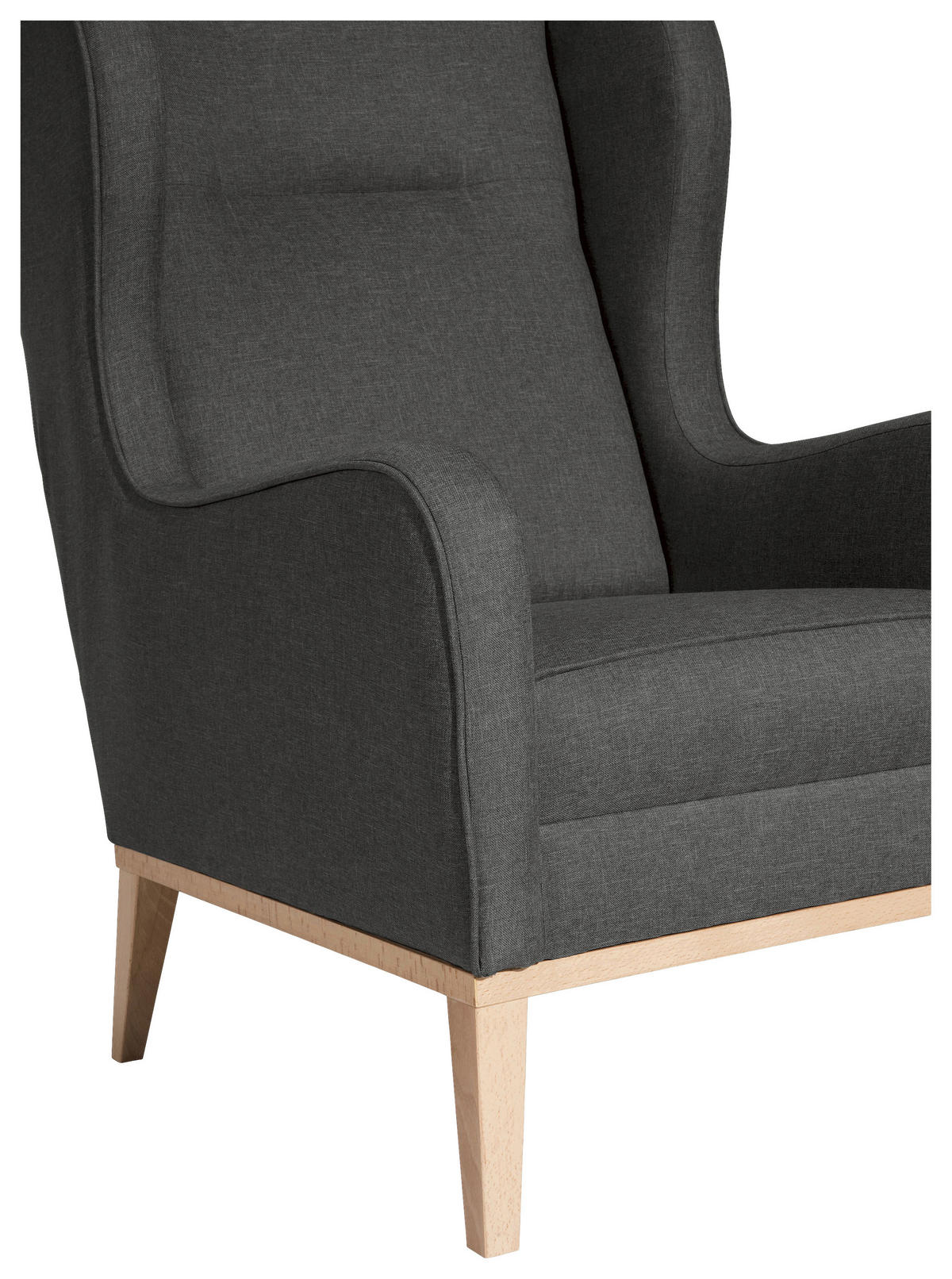 OHRENSESSEL Flachgewebe Anthrazit  - Anthrazit/Naturfarben, KONVENTIONELL, Holz/Textil (66/104/78cm) - Max Winzer