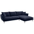 ECKSOFA  in Webstoff Dunkelblau  304/196 cm  - Schwarz/Dunkelblau, KONVENTIONELL, Textil/Metall (304/196cm) - Hom`in