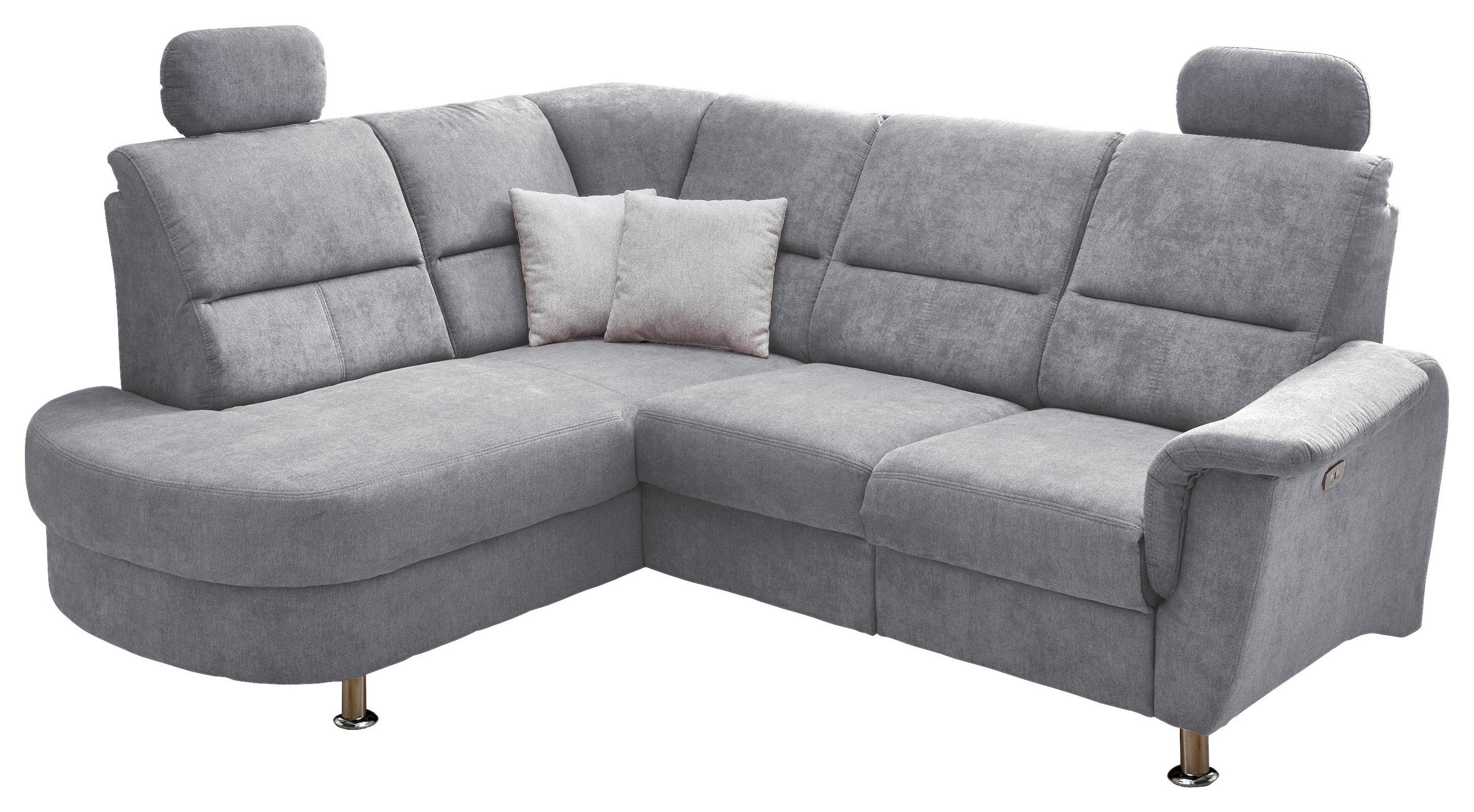 ECKSOFA Grau Mikrofaser - Chromfarben/Grau, KONVENTIONELL, Textil/Metall (184/231cm) - Livetastic
